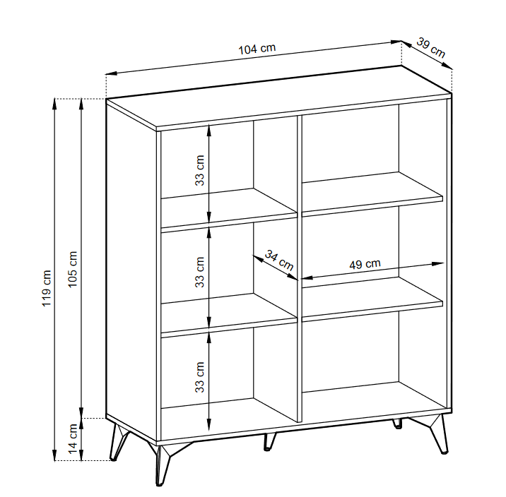Storage cabinet DIAMOND 04 black / evoke oakStorage cabinet DIAMOND 04 (104/119/39) ColourBlack / Oak Evoke MaterialLaminated board 16mm VeneerEdging ABS Metal Legs PUSH-TO-OPENAnna Furniture