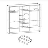 SLIDING DOOR WARDROBE ARIA I 254CM BLACK GLOSSDiscover the ultimate storage solution for modern homes with the Aria I Wardrobe. Its spacious and functional design offers complete freedom in storing your belongings. Crafted with precision and attention to