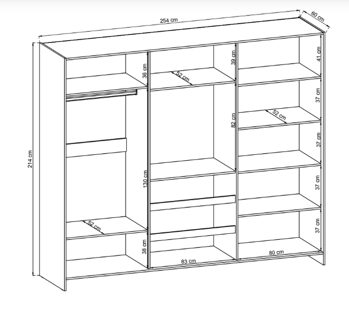 SLIDING DOOR WARDROBE TV 254CM GRAPHITEUpgrade your bedroom with the ultimate blend of style and functionality. This sophisticated, minimalist wardrobe offers ample storage for all your clothing, shoes, bags, and bedroom essentials. With three drawers, si
