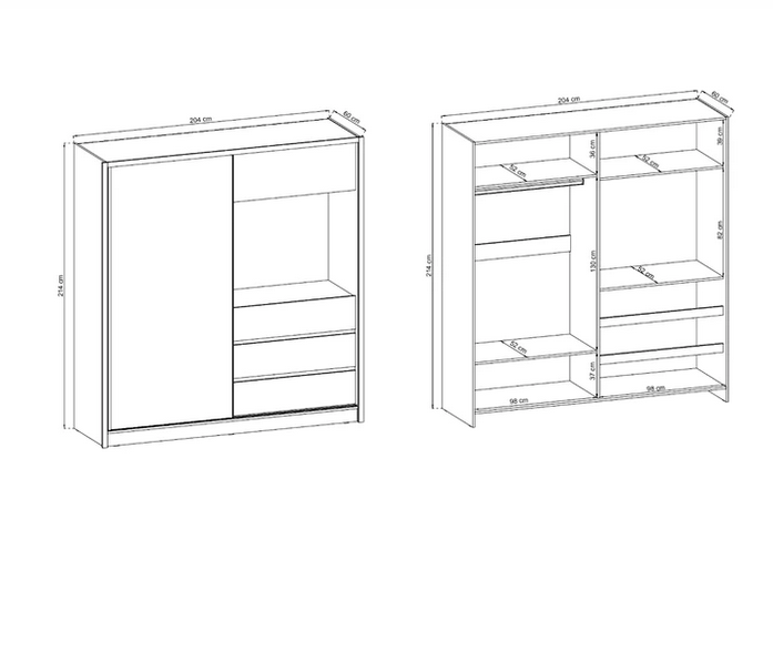 SLIDING DOOR WARDROBE TV 200M GRAPHITEThis wardrobe is both spacious and stylish, making it an ideal addition to your bedroom. Its sleek design allows it to perfectly blend into any modern living room while exuding an air of sophistication and luxury. Cra