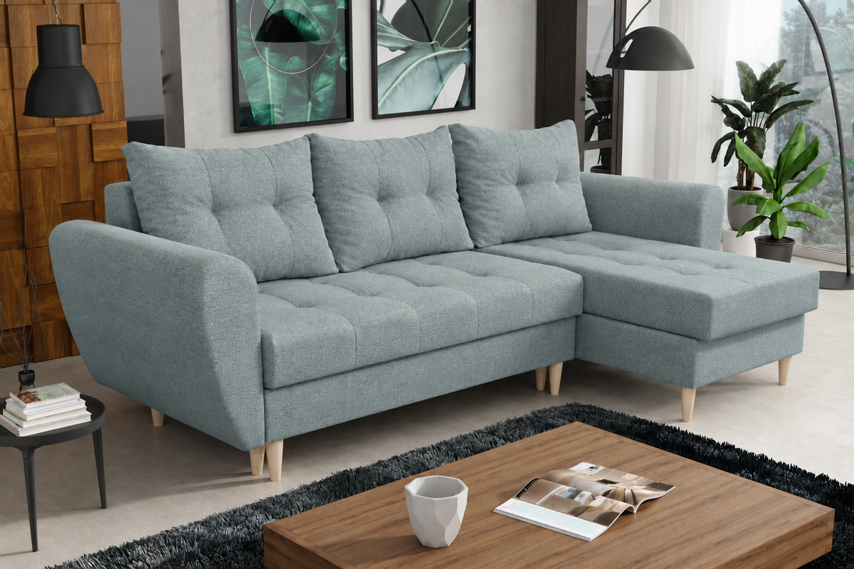 ROHOVÁ ROZKLÁDACÍ POHOVKA PALMO 2X ÚLOŽNÝ PROSTOR MALMO 85 240cm univerzální PRAVÝ/LEVÝ ROH / BONELL Pružiny + PĚNA