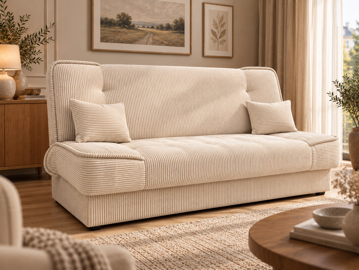 CANAPÉ-LIT WOLY 198CM / RESSORTS + MOUSSE