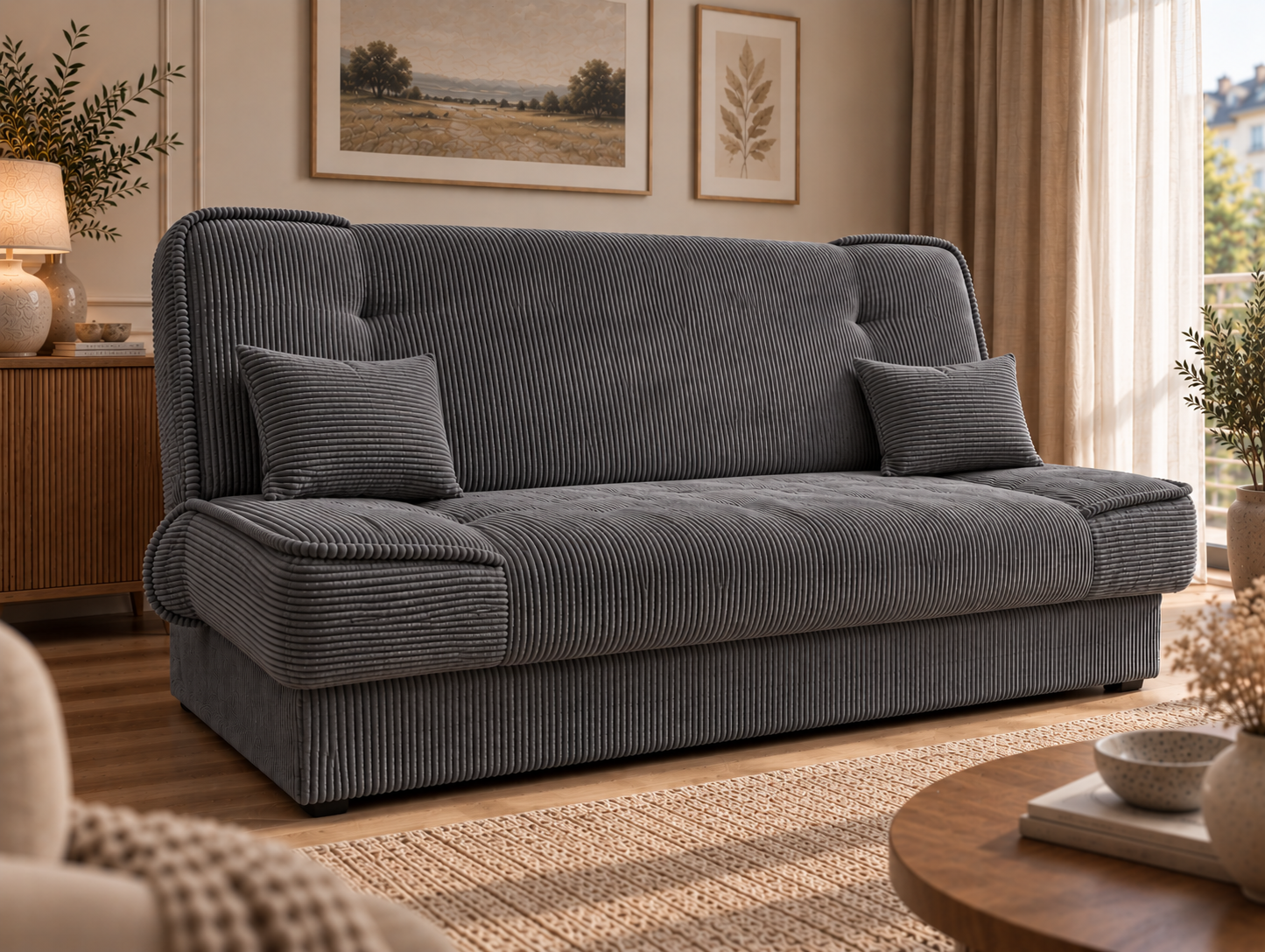 CANAPÉ-LIT WOLY 198CM / RESSORTS + MOUSSE