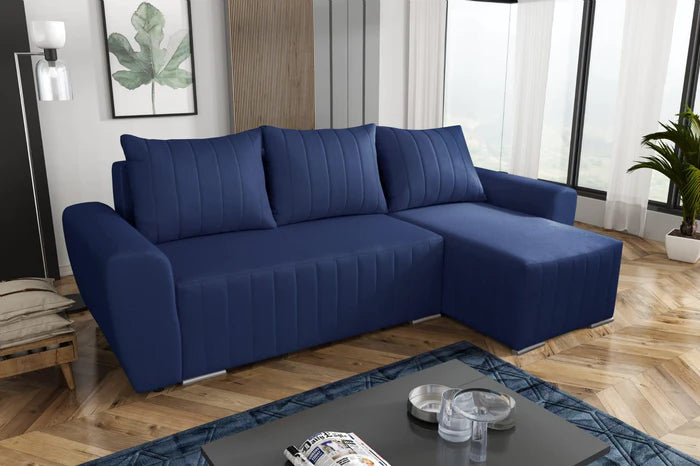 CORNER SOFA BED MALIBU 248CM MALMO 79 / UNIVERSAL RIGHT/LEFT CORNER / FOAMTHIS MODEL IS UNIVERSAL WHICH MEANS YOU CAN CHOOSE CORNER SIDE DURING ASSEMBLYMADE IN MALMO FABRIC CLICK HERE3x PILLOWS INCLUDED1X STORAGE SPACEDIMENTIONS:Corner width: 244cmDepth: