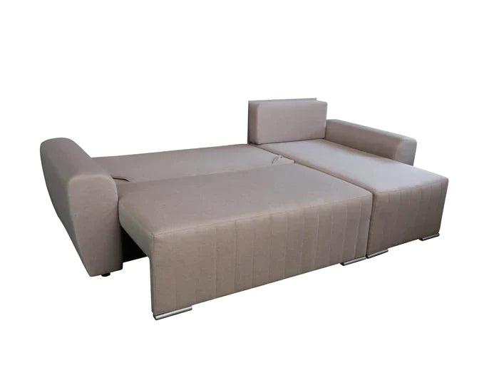 CORNER SOFA BED MALIBU 248CM MALMO 85 / UNIVERSAL RIGHT/LEFT CORNER / FOAMTHIS MODEL IS UNIVERSAL WHICH MEANS YOU CAN CHOOSE CORNER SIDE DURING ASSEMBLYMADE IN MALMO FABRIC CLICK HERE3x PILLOWS INCLUDED1X STORAGE SPACEDIMENTIONS:Corner width: 244cmDepth: