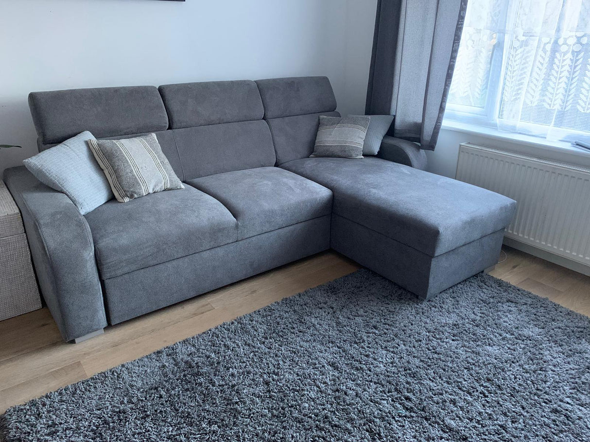 UNIVERSAL CORNER SOFA BED ASTEE 235CM CROWN18 EASY CLEAN FABRIC ADJUSTABLE HEADREST / SPRINGS + FOAMTHIS MODEL IS UNIVERSAL WHICH MEANS YOU CAN CHOOSE CORNER SIDE DURING ASSEMBLYADJUSTABLE HEADREST1X STORAGE SPACE MADE IN CROWN FABRIC CLICK HERETHIS MODEL