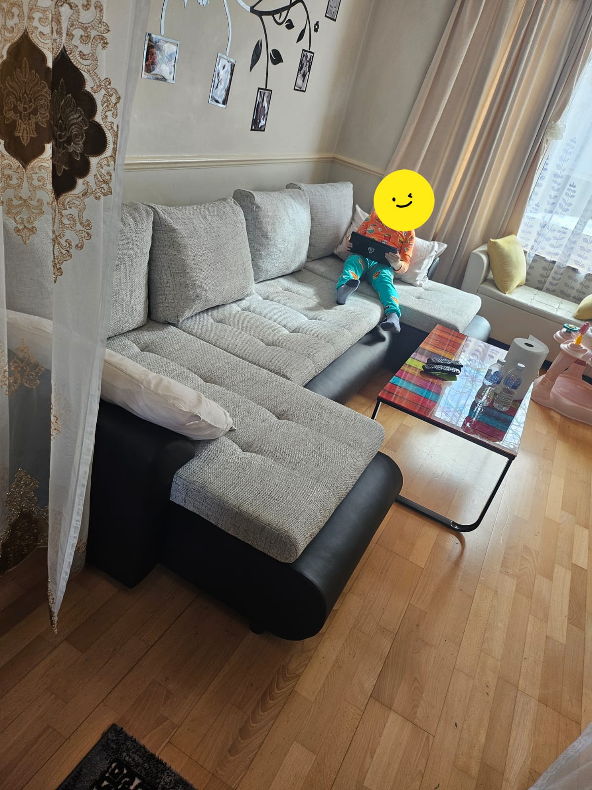 CORNER SOFA BED PRADO U SHAPE LAWA 09/1114 300cm GREY/BLACK / SPRINGS + FOAMWavy springs + FOAM CHOICE OF COLOR large sleeping areaSeat and cushions made of Lawa Fabric click here bottom and sides made on faux leather Soft click here. Dimensions W: 300cm