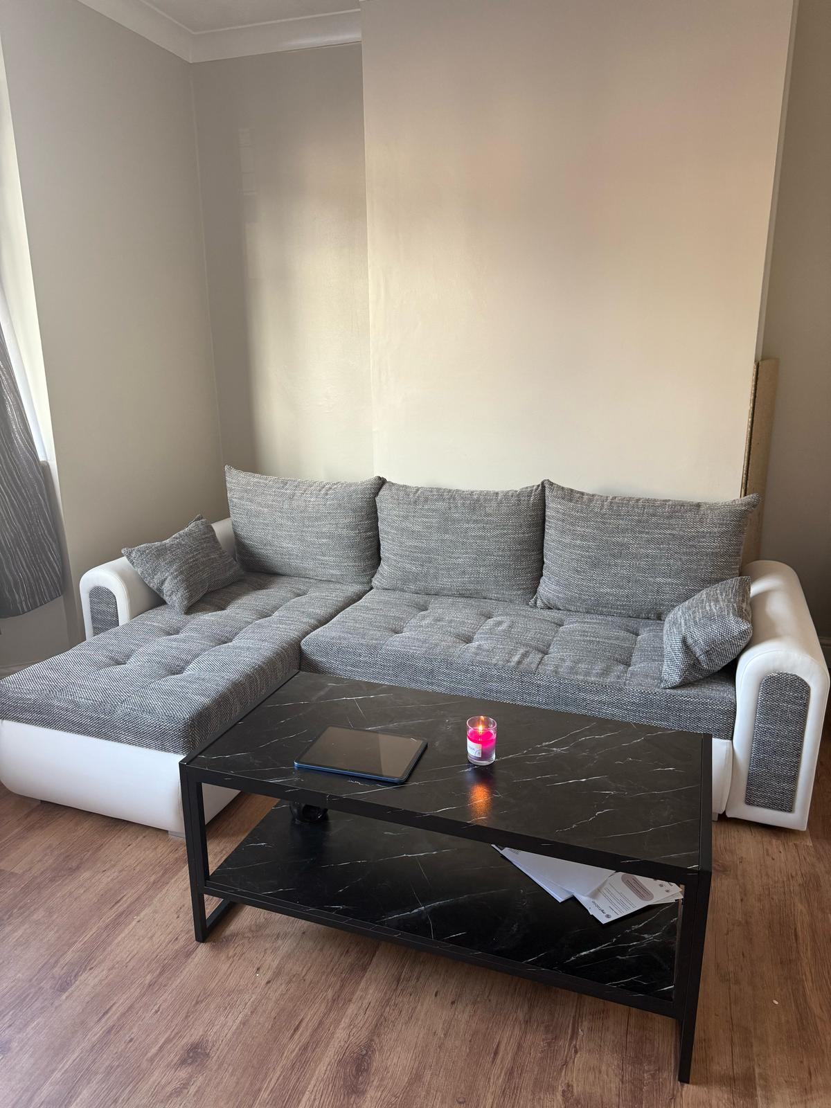 NAROŻNIK UNIWERSALNY ECO 240CM SZARY/BIAŁY SZAFKA SKÓRA BERLIN 01 / MADRYT 920 2X PRZECHOWYWANIE