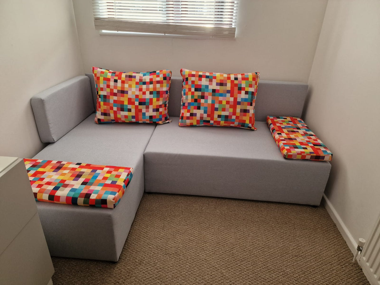 SMALL CORNER SOFA BED MONTANA 201CM CHOICE OF COLOR UNIVERSAL CORNER RIGHT/LEFT CORNER / FOAM - Anna Furniture