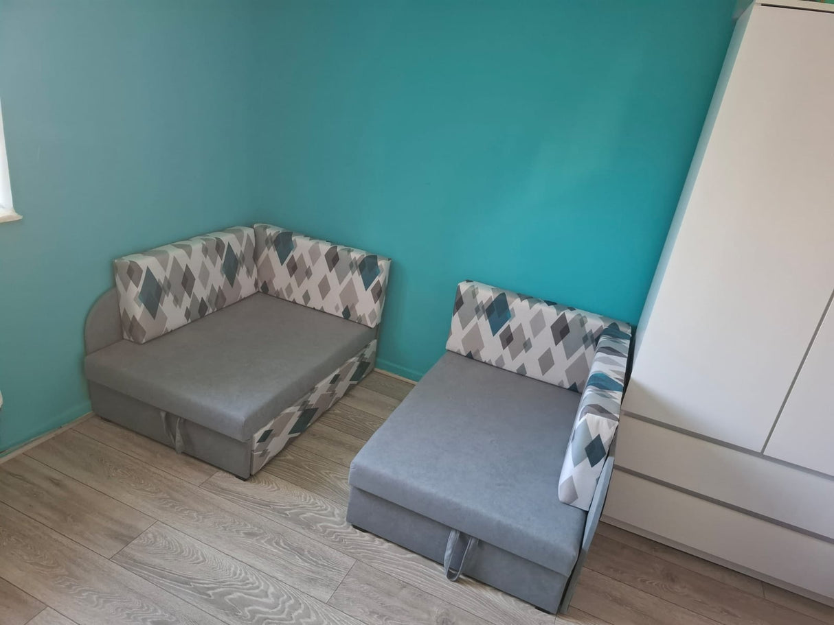 UNIVERSAL CORNER SOFA BED KUBUS CUBE GREY/DIAMONDS Children room