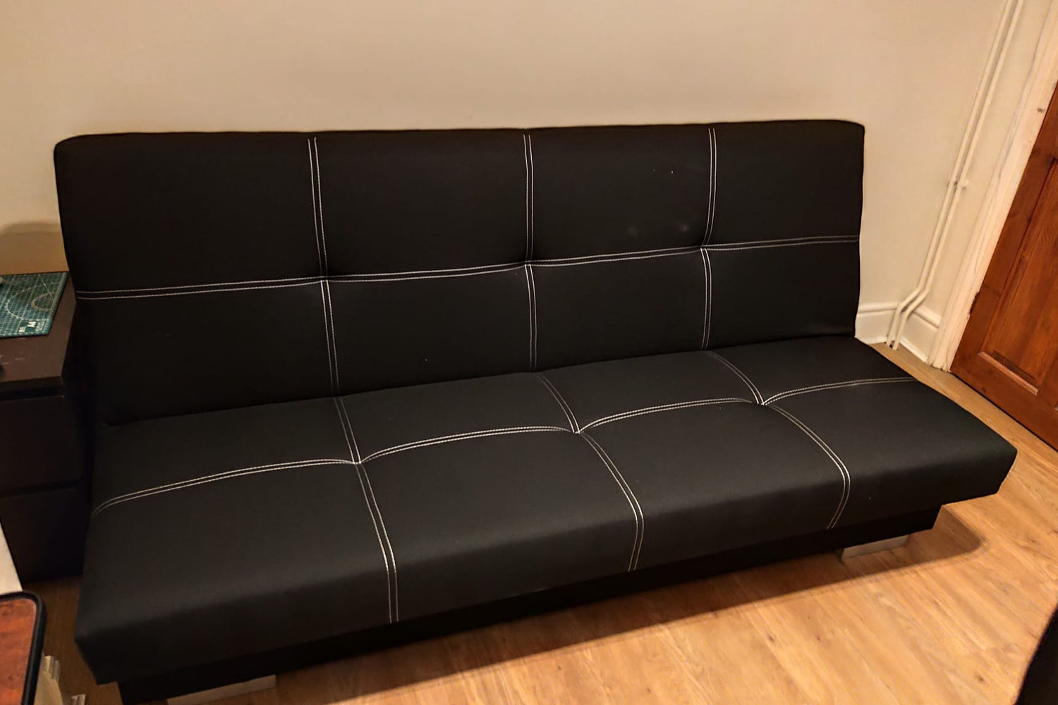 ROZKLADACIA POHOVKA AXEL 195CM SAWANA 14 ČIERNA / PRUŽINY + PENOVÁ VÝPLŇ