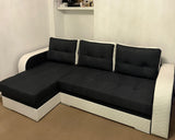 CORNER SOFA BED SAM GRAPHITE / WHITE 236CM 2X STORAGE SPACE universal RIGHT/LEFT CORNER / BONELL SPRINGS + FOAM