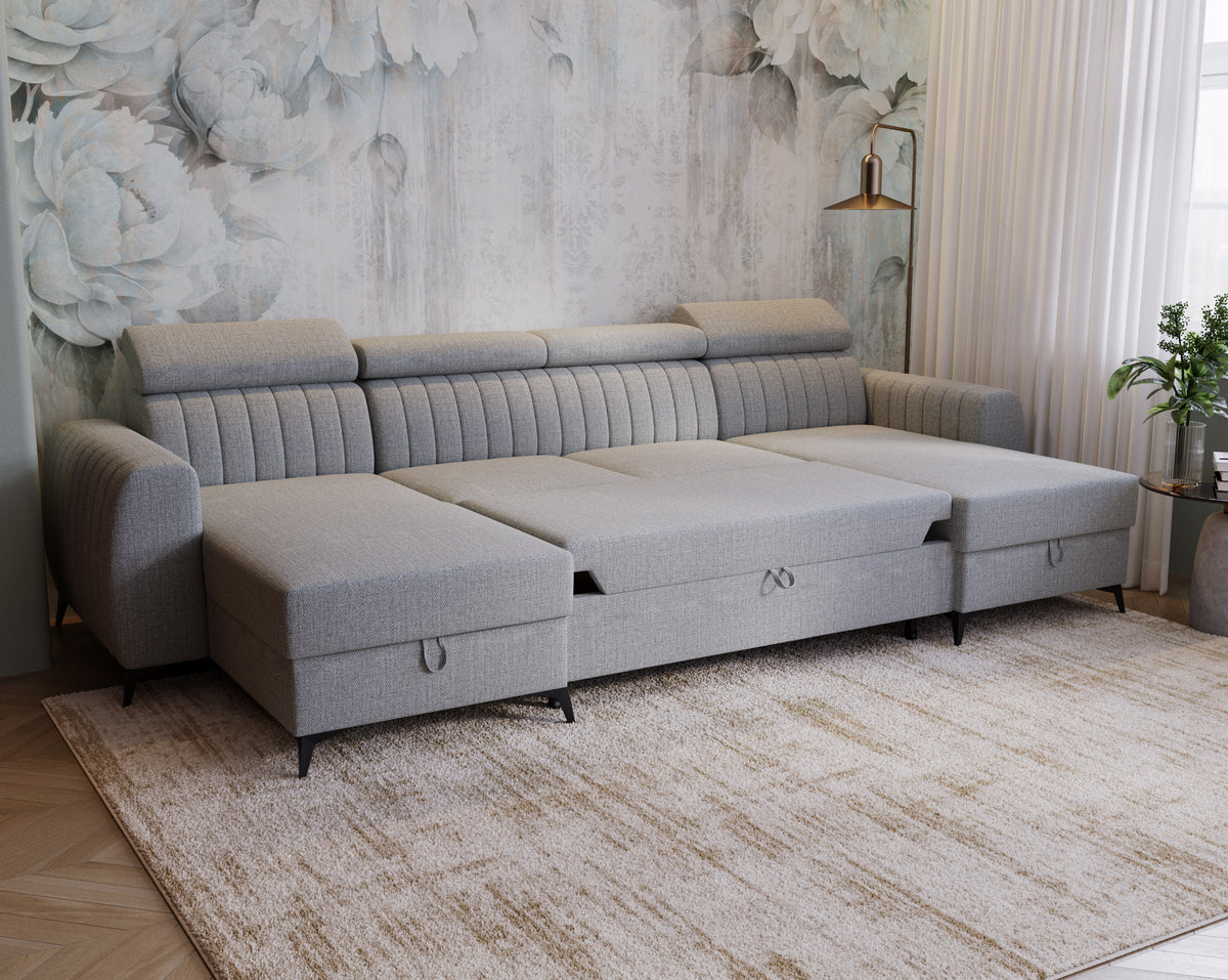 CORNER SOFA BED AURA U SHAPE 332CM / SPRINGS + FOAM CHOICE OF COLOR