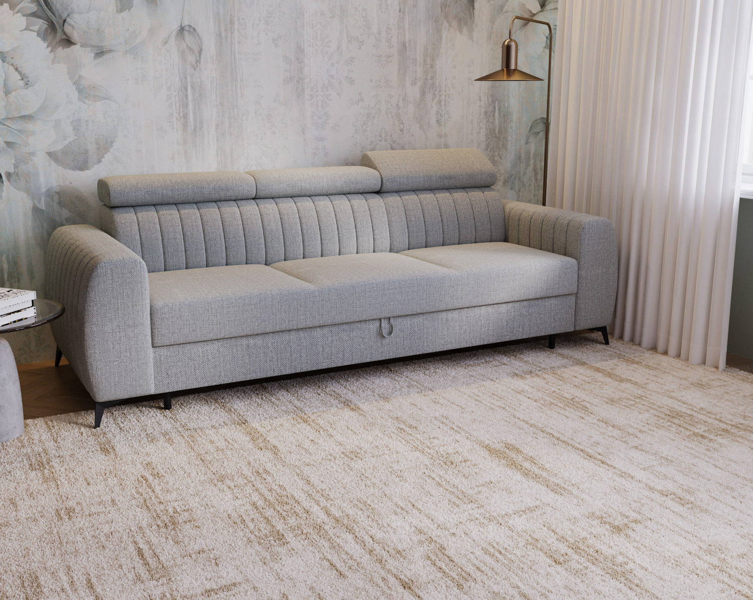 NOWOŚĆ!! SOFA Z FUNKCJĄ SPANIA AURA 258 CM, PIANKA + SPRĘŻYNY FALISTE, DOSTĘPNA W RÓŻNYCH KOLORACH