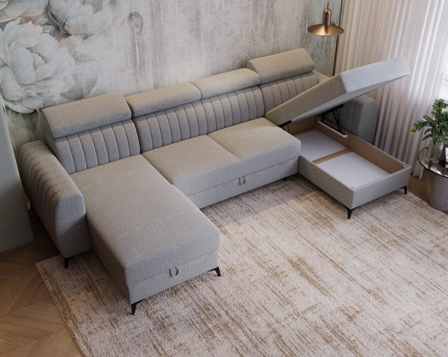 CORNER SOFA BED AURA U SHAPE 332CM / SPRINGS + FOAM CHOICE OF COLOR