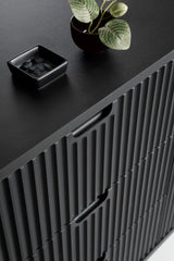 Storage cabinet ZOVA 03 BLACKProduct description Dimensions Width 103cm Height 129cm Depth 39cm Details Colour cashmere Material Laminated board 18mm / MDF-board 18mm Veneer ABS edges Legs Metal, in black (23cm) Warranty 24 monthsUncategorizedAnna Furnitu