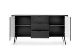 Storage cabinet ZOVA 02 BLACKProduct description Dimensions Width 103cm Height 129cm Depth 39cm Details Colour cashmere Material Laminated board 18mm / MDF-board 18mm Veneer ABS edges Legs Metal, in black (23cm) Warranty 24 monthsUncategorizedAnna Furnitu