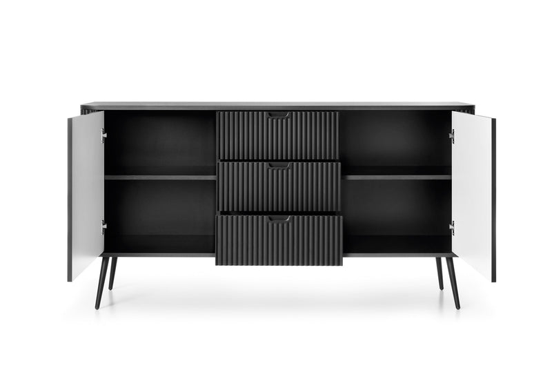 LIVING ROOM ZOVI FURNITURE SET BLACKFURNITUTE SET INCLUDES: Storage cabinet ZOVA 02 103X129X39CM Storage cabinet ZOVA 03 168X87X39CM TV Stand ZOVA 01 168X56X39CM ColourCASHMERE/BLACK MaterialLaminated board 18mm / MDF-board 18mmMDF-board 18mm Metal, in bl