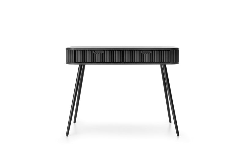 DRESSING TABLE ZOVA BLACKProduct description Dimensions Width 103cm Height 80cm Depth 49cm Details Colour black Material Laminated board 18mm / MDF-board 18mm Veneer ABS edges Legs Metal, in black (65cm) Warranty 24 monthsUncategorizedAnna Furniture