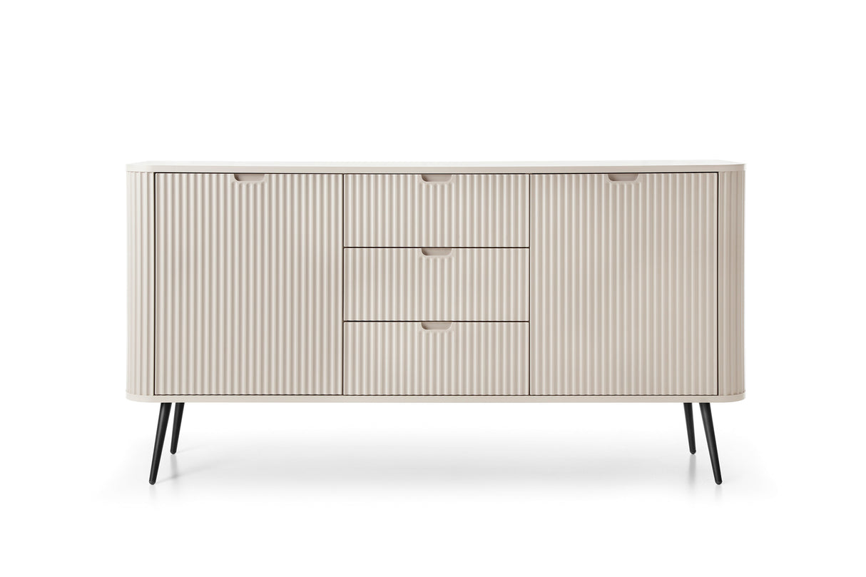 Storage cabinet ZOVA 02 CASHMEREProduct description Dimensions Width 103cm Height 129cm Depth 39cm Details Colour cashmere Material Laminated board 18mm / MDF-board 18mm Veneer ABS edges Legs Metal, in black (23cm) Warranty 24 monthsUncategorizedAnna Furn