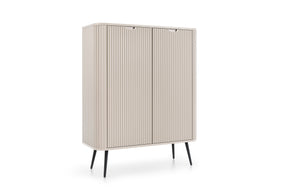 Storage cabinet ZOVA 03 CASHEMEREProduct description Dimensions Width 103cm Height 129cm Depth 39cm Details Colour cashmere Material Laminated board 18mm / MDF-board 18mm Veneer ABS edges Legs Metal, in black (23cm) Warranty 24 monthsUncategorizedAnna Fur