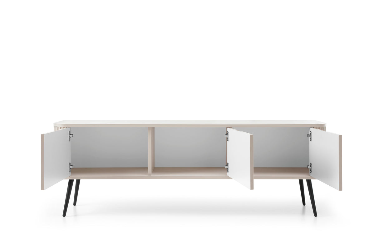 TV Stand ZOVA 01 CASHMEREProduct description Dimensions Width 168cm Height 56cm Depth 39cm Details Colour cashmere Material Laminated board 18mm / MDF-board 18mm Veneer ABS edges Legs Metal, in black (23cm) Warranty 24 monthsUncategorizedAnna Furniture