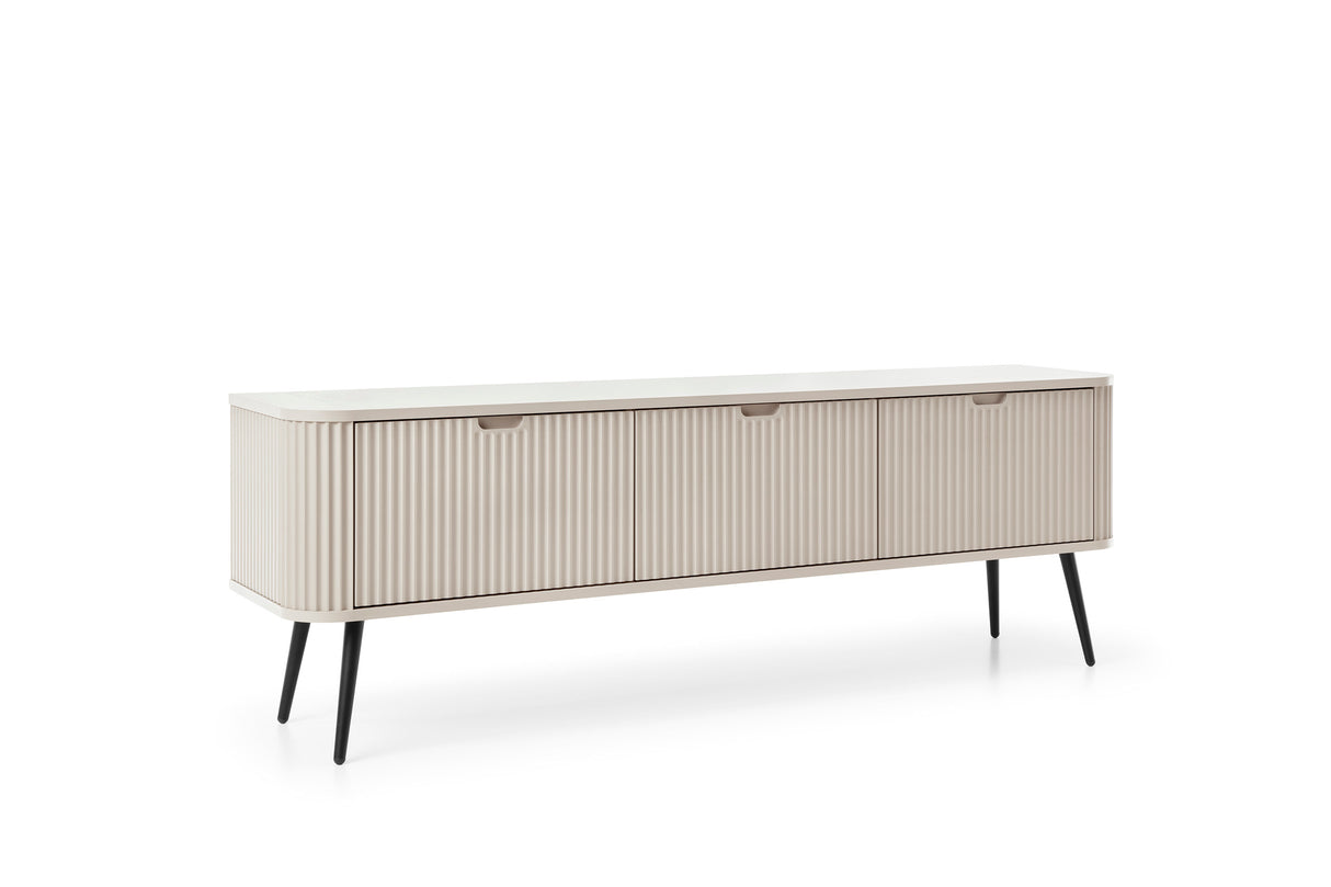 TV Stand ZOVA 01 CASHMEREProduct description Dimensions Width 168cm Height 56cm Depth 39cm Details Colour cashmere Material Laminated board 18mm / MDF-board 18mm Veneer ABS edges Legs Metal, in black (23cm) Warranty 24 monthsUncategorizedAnna Furniture