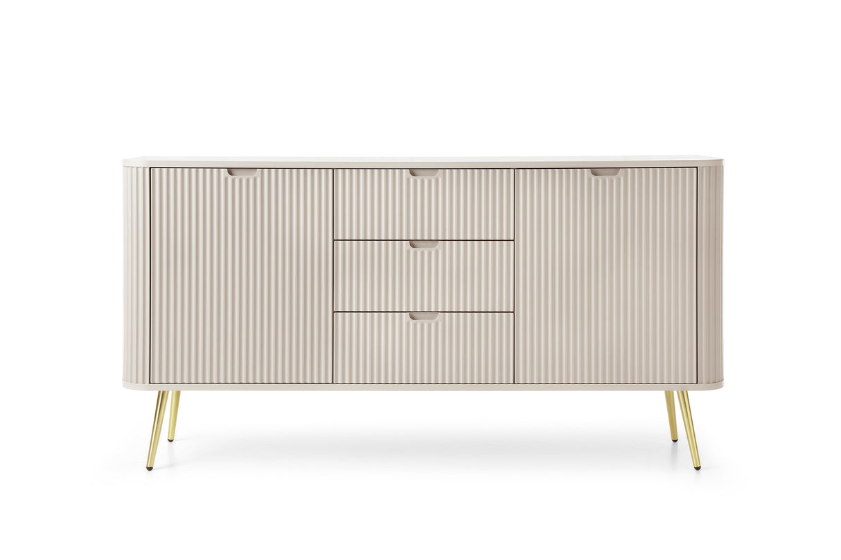 Storage cabinet ZOVA 02 CASHMEREProduct description Dimensions Width 103cm Height 129cm Depth 39cm Details Colour cashmere Material Laminated board 18mm / MDF-board 18mm Veneer ABS edges Legs Metal, in black (23cm) Warranty 24 monthsUncategorizedAnna Furn