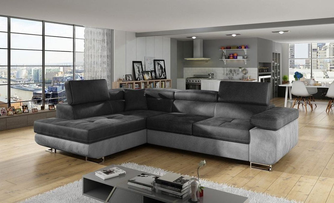 CORNER SOFA BED ASH II 273CM MONOLITH 97 / MONOLITH 84 / SPRINGS + FOAMWavy springs + foam CHOICE OF COLOR Large sleeping areaMONOLITH 97 FABRIC + MONOLITH 84 FABRIC Dimensions W: 273cm D:203cm H: 90cm Sleeping area: 195x123cmUncategorizedAnna Furniture