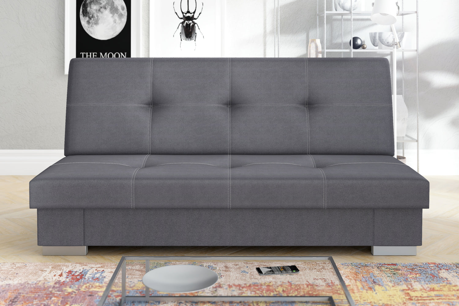 ROZKLADACIA POHOVKA AXEL 195CM SAWANA 05 ŠEDÁ / PRUŽINY + PENOVÁ VÝPLŇ