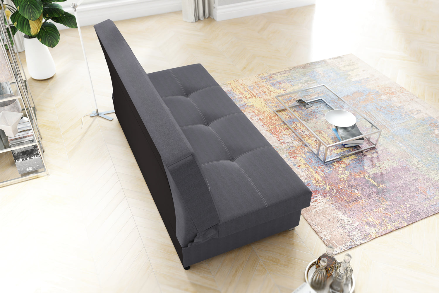 ROZKLADACIA POHOVKA AXEL 195CM SAWANA 05 ŠEDÁ / PRUŽINY + PENOVÁ VÝPLŇ