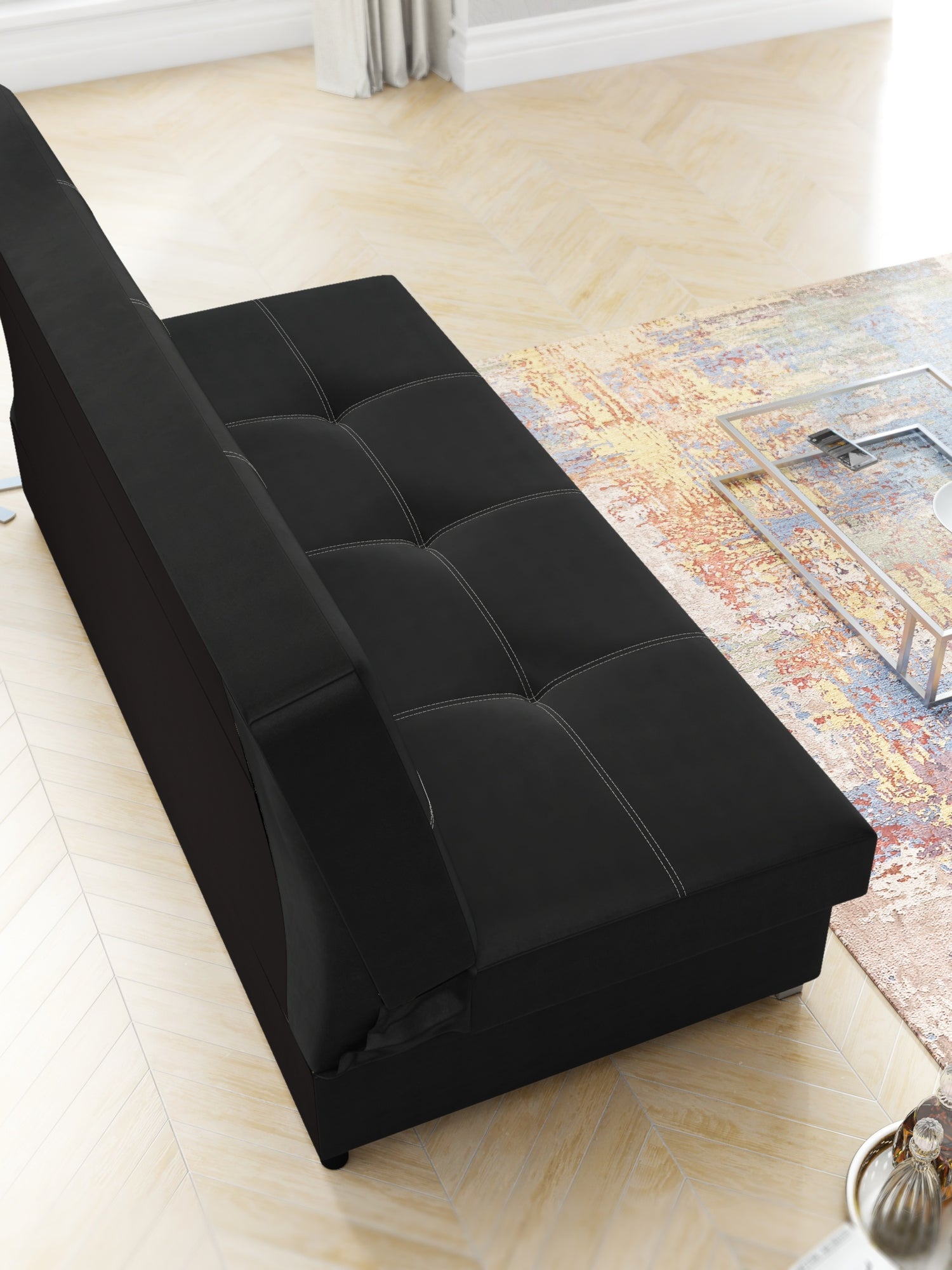 SOFA BED AXEL 195CM SAWANA 14 BLACK / SPRINGS + FOAM