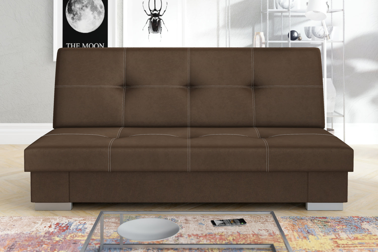 SOFA ROZKŁADANA AXEL 195CM SAWANA 16 BRĄZ / SPRĘŻYNY + PIANKA