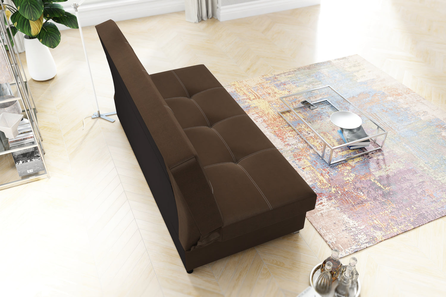 SOFA ROZKŁADANA AXEL 195CM SAWANA 16 BRĄZ / SPRĘŻYNY + PIANKA