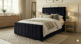 NEW!! FREE DELIVERY! Modern Tall Vertical Design Slatted Wooden base No Storage Bed Frame with Gas-Lift Storage – Available in All Sizes & Any Color - Anna Furniture