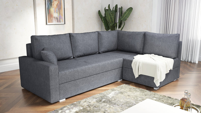 NAROŻNA SOFA ROZKŁADANA FINO 228CM + PASUJĄCY PUFA / SPRINGI + PIANKA