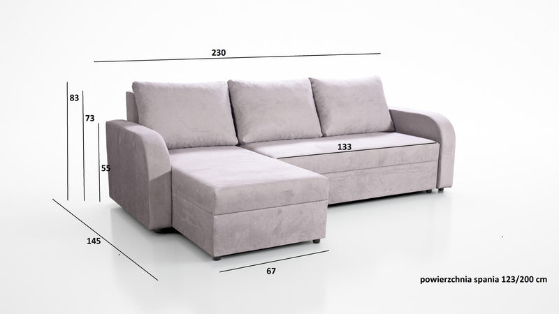 CORNER SOFA BED FOREST 230cm