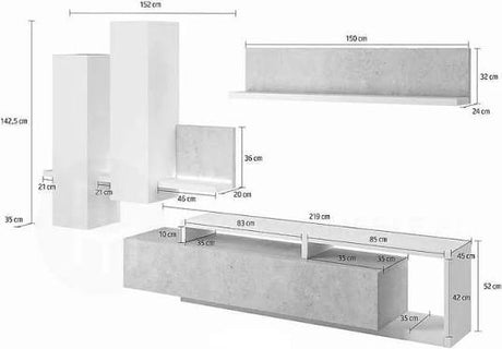 TV WALL UNIT BOTA BLACK MATT - Anna Furniture