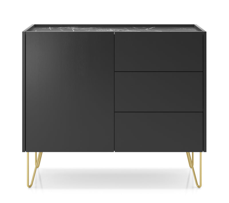 Storage cabinet HARMONY 02 black / black marble