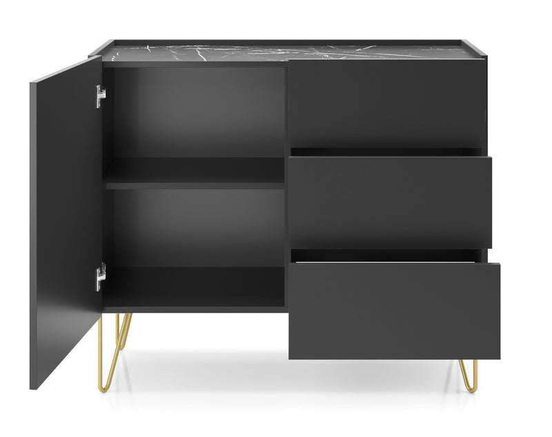 Storage cabinet HARMONY 02 black / black marble