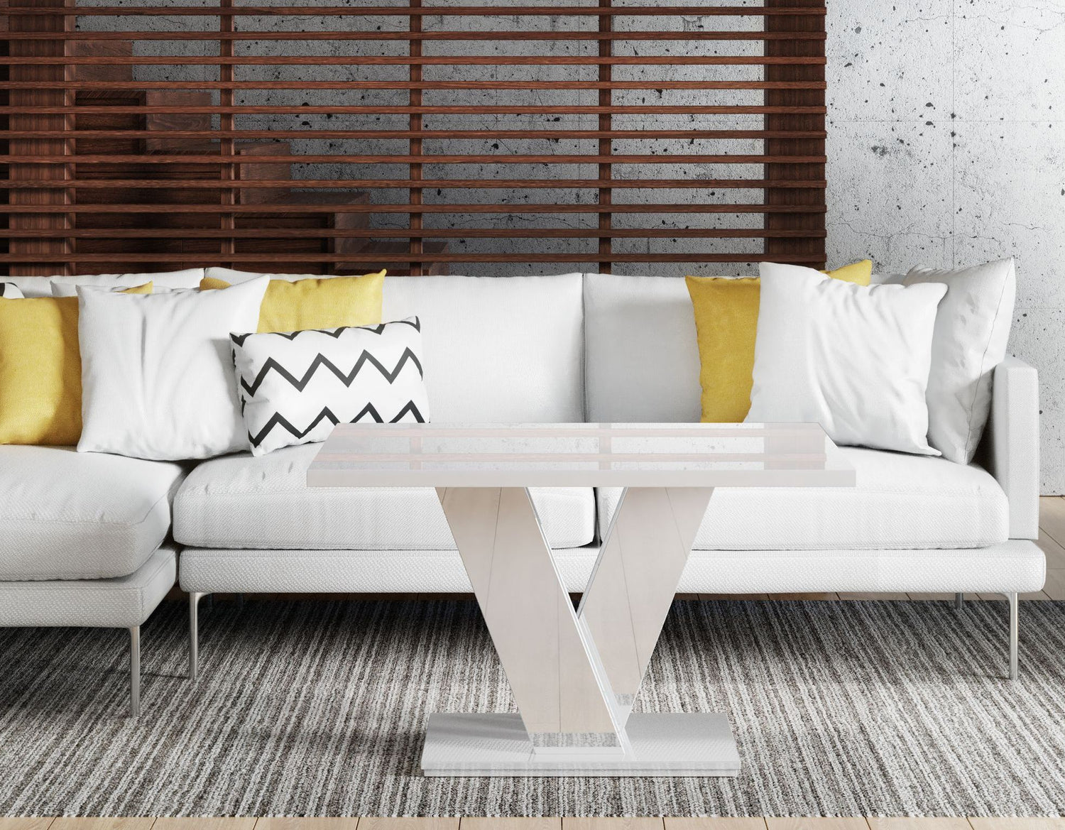 COFFEE TABLE MASIV MINI WHITE GLOSSCoffee Table Masiv Mini White Gloss The COFFEE TABLE MASIV MINI WHITE GLOSS adds a modern and unique touch to any room. Its unconventional design creates a fresh and open atmosphere in your home. Ideal for the dining are