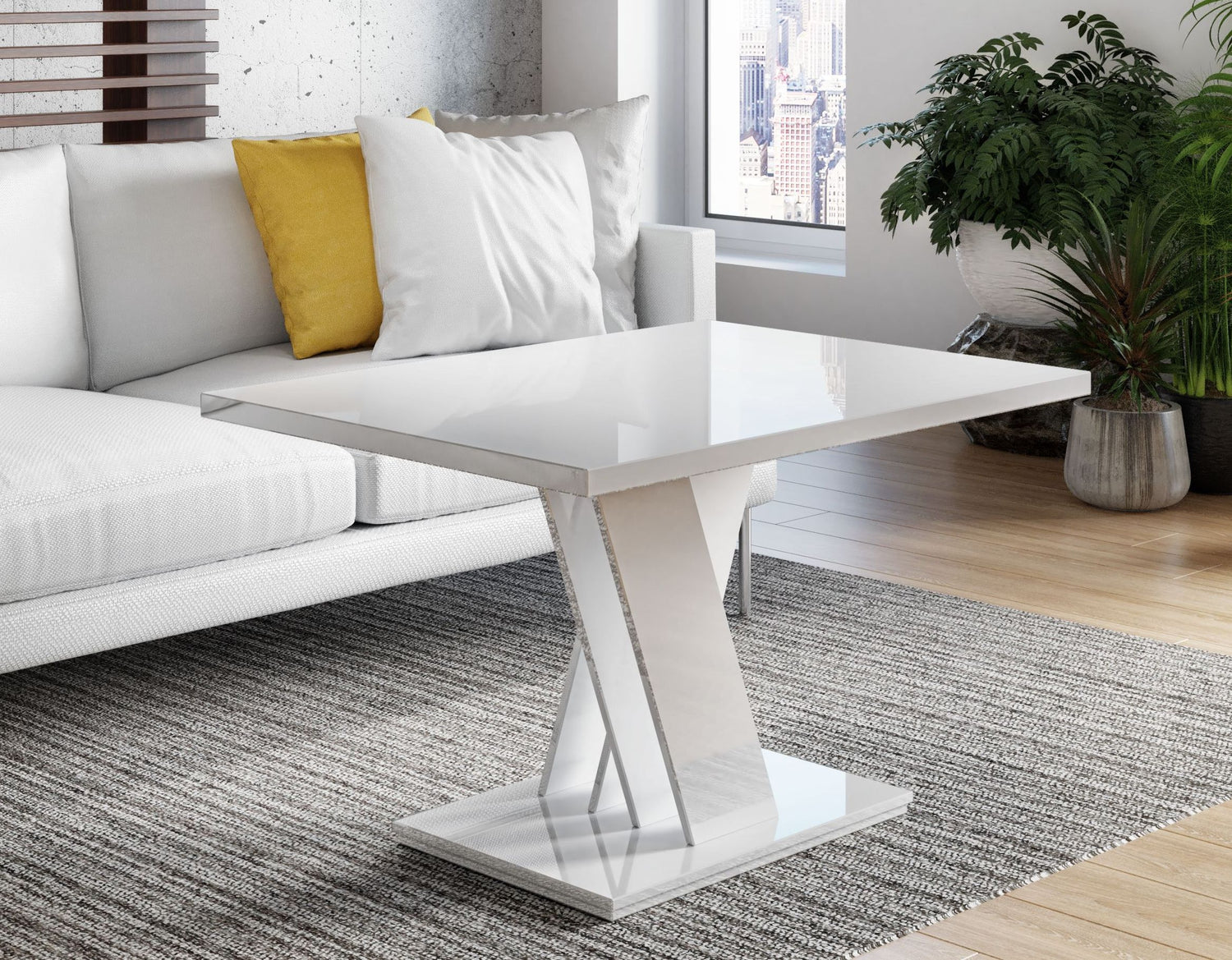 COFFEE TABLE MASIV MINI WHITE GLOSSCoffee Table Masiv Mini White Gloss The COFFEE TABLE MASIV MINI WHITE GLOSS adds a modern and unique touch to any room. Its unconventional design creates a fresh and open atmosphere in your home. Ideal for the dining are