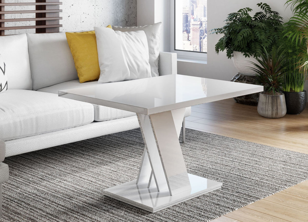 COFFEE TABLE MASIV MINI WHITE GLOSSCoffee Table Masiv Mini White Gloss The COFFEE TABLE MASIV MINI WHITE GLOSS adds a modern and unique touch to any room. Its unconventional design creates a fresh and open atmosphere in your home. Ideal for the dining are