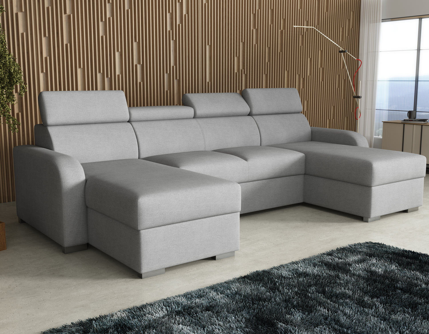 NEW! CORNER SOFA BED ASTEE U SHAPE EASY CLEAN FABRIC ADJUSTABLE HEADREST / SPRINGS + FOAMTHIS MODEL IS UNIVERSAL WHICH MEANS YOU CAN CHOOSE CORNER SIDE DURING ASSEMBLYProduct dimensions:- length: 306 cm- depth: 170 cm- seat depth: 60 cmADJUSTABLE HEADREST