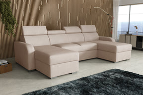 NEW! CORNER SOFA BED ASTEE U SHAPE EASY CLEAN FABRIC ADJUSTABLE HEADREST / SPRINGS + FOAMTHIS MODEL IS UNIVERSAL WHICH MEANS YOU CAN CHOOSE CORNER SIDE DURING ASSEMBLYProduct dimensions:- length: 306 cm- depth: 170 cm- seat depth: 60 cmADJUSTABLE HEADREST