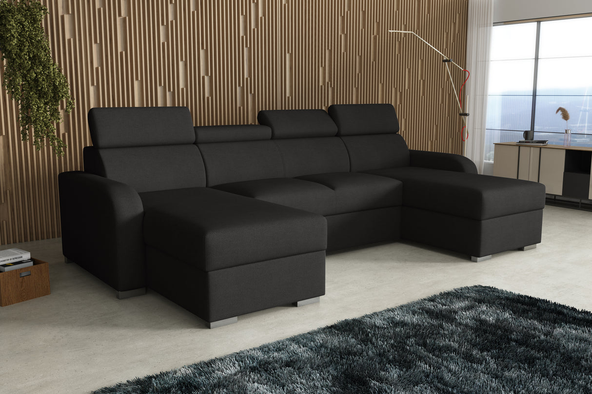 NEW! CORNER SOFA BED ASTEE U SHAPE EASY CLEAN FABRIC ADJUSTABLE HEADREST / SPRINGS + FOAMTHIS MODEL IS UNIVERSAL WHICH MEANS YOU CAN CHOOSE CORNER SIDE DURING ASSEMBLYProduct dimensions:- length: 306 cm- depth: 170 cm- seat depth: 60 cmADJUSTABLE HEADREST