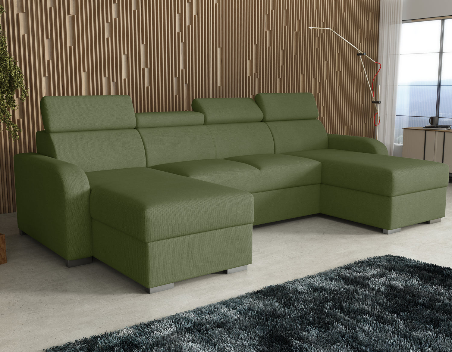 NEW! CORNER SOFA BED ASTEE U SHAPE EASY CLEAN FABRIC ADJUSTABLE HEADREST / SPRINGS + FOAMTHIS MODEL IS UNIVERSAL WHICH MEANS YOU CAN CHOOSE CORNER SIDE DURING ASSEMBLYProduct dimensions:- length: 306 cm- depth: 170 cm- seat depth: 60 cmADJUSTABLE HEADREST