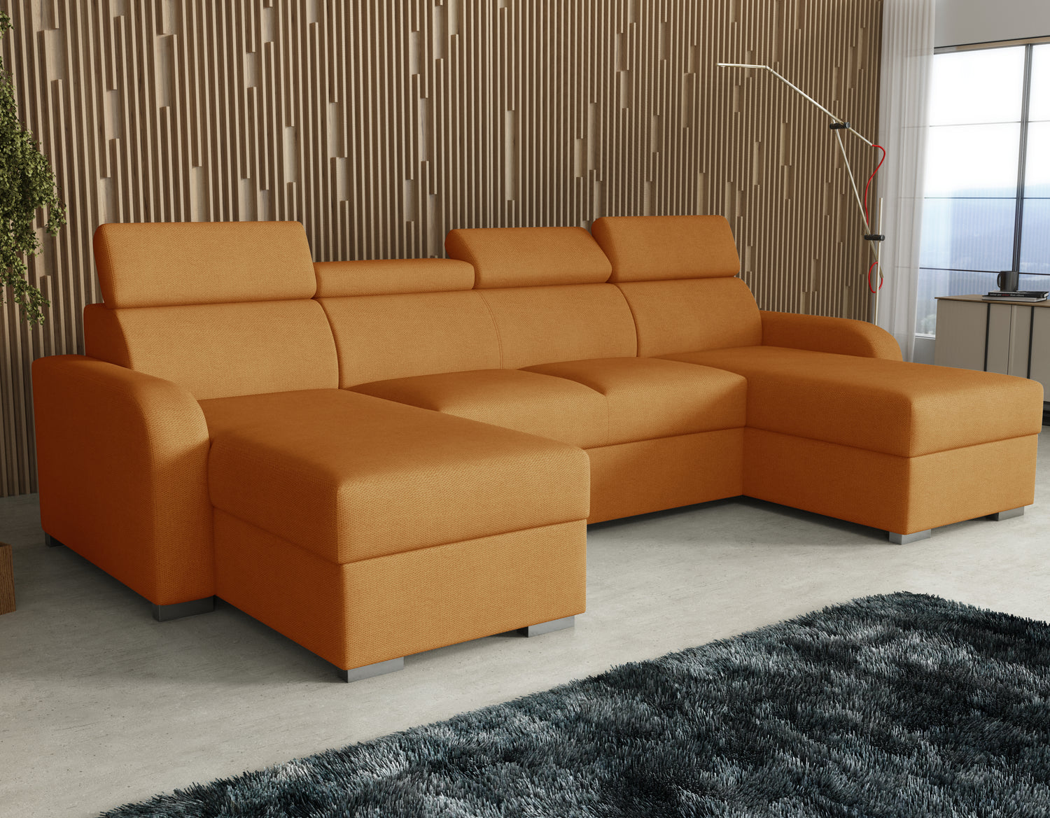 NEW! CORNER SOFA BED ASTEE U SHAPE EASY CLEAN FABRIC ADJUSTABLE HEADREST / SPRINGS + FOAMTHIS MODEL IS UNIVERSAL WHICH MEANS YOU CAN CHOOSE CORNER SIDE DURING ASSEMBLYProduct dimensions:- length: 306 cm- depth: 170 cm- seat depth: 60 cmADJUSTABLE HEADREST