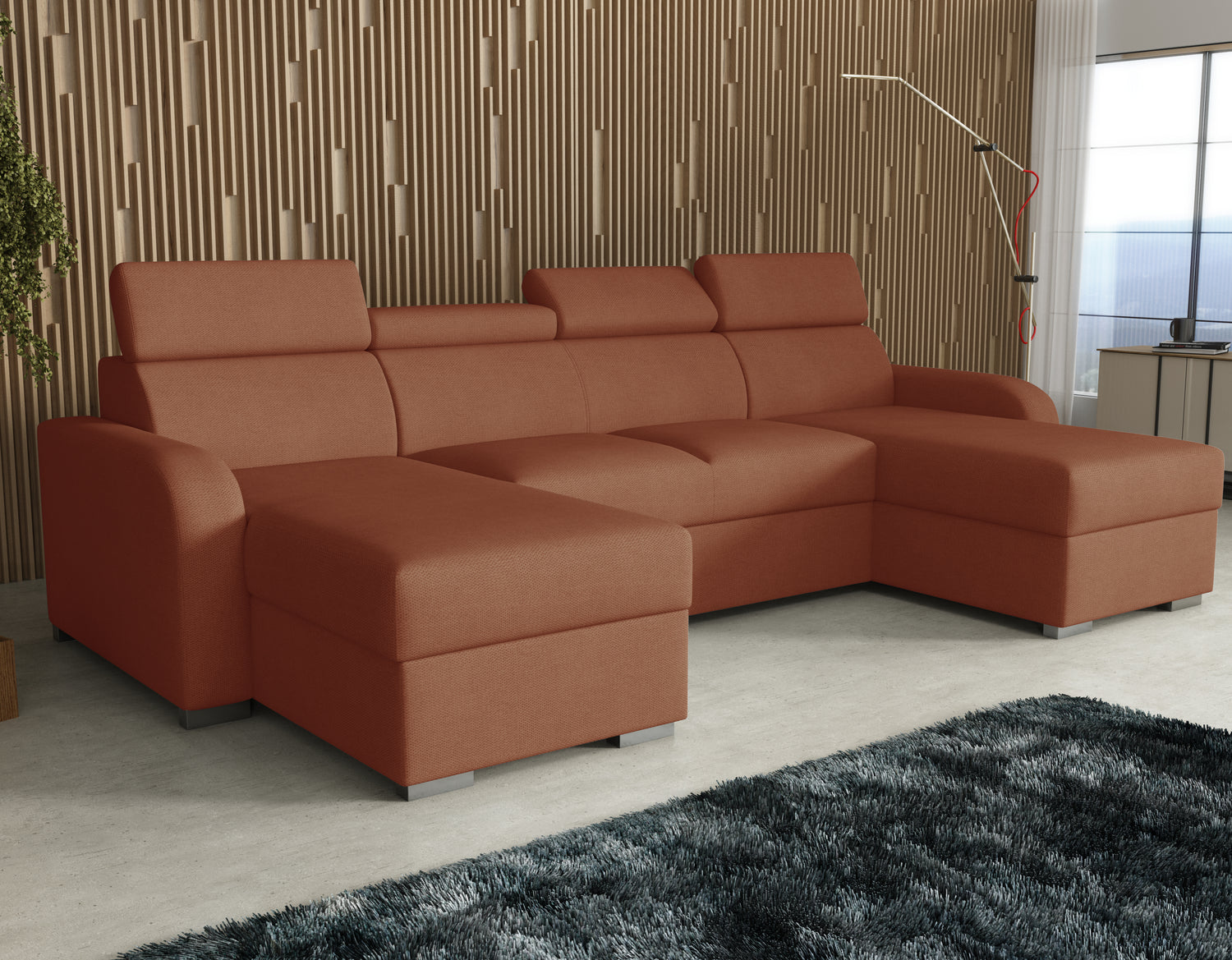 NEW! CORNER SOFA BED ASTEE U SHAPE EASY CLEAN FABRIC ADJUSTABLE HEADREST / SPRINGS + FOAMTHIS MODEL IS UNIVERSAL WHICH MEANS YOU CAN CHOOSE CORNER SIDE DURING ASSEMBLYProduct dimensions:- length: 306 cm- depth: 170 cm- seat depth: 60 cmADJUSTABLE HEADREST