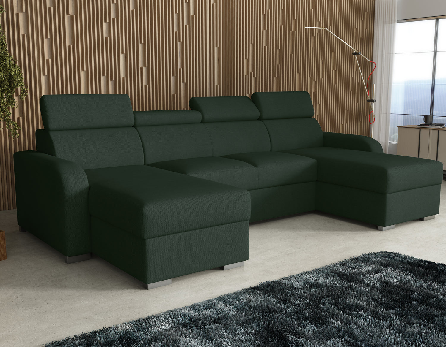 NEW! CORNER SOFA BED ASTEE U SHAPE EASY CLEAN FABRIC ADJUSTABLE HEADREST / SPRINGS + FOAMTHIS MODEL IS UNIVERSAL WHICH MEANS YOU CAN CHOOSE CORNER SIDE DURING ASSEMBLYProduct dimensions:- length: 306 cm- depth: 170 cm- seat depth: 60 cmADJUSTABLE HEADREST